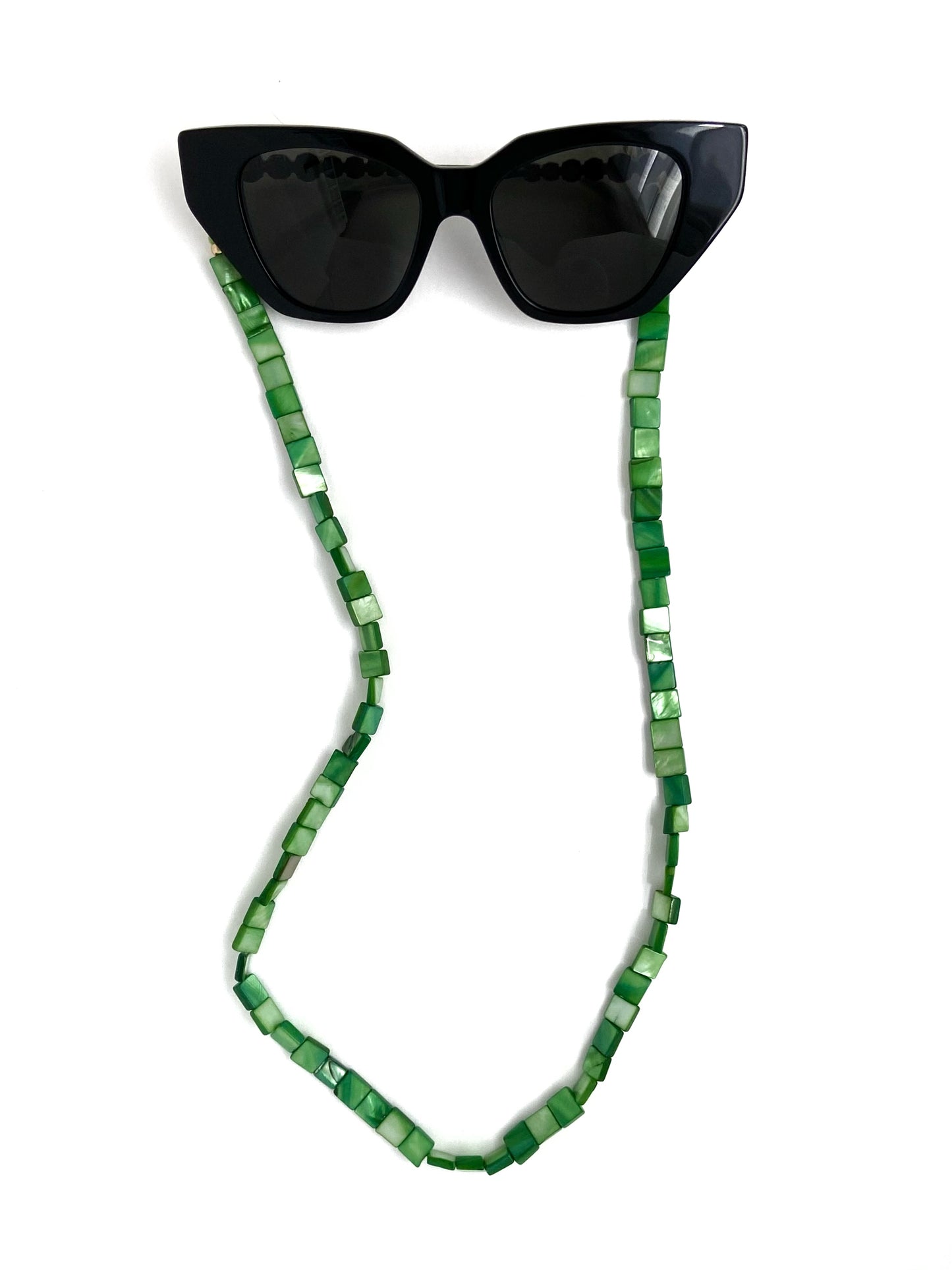 Corrente de Óculos Madrepérola Quadrada - Verde