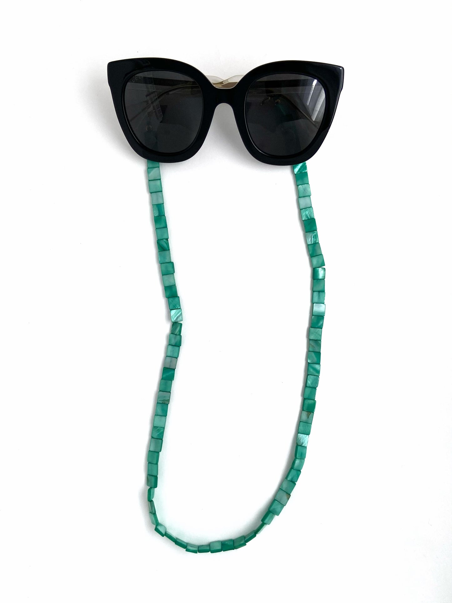 Corrente de Óculos Madrepérola Quadrada - Aquamarine